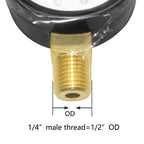 Joywayus Pressure Gauge 0 to 200 PSI Brass 1/4" Male NPT Thread Lower Mount, Multiple Function