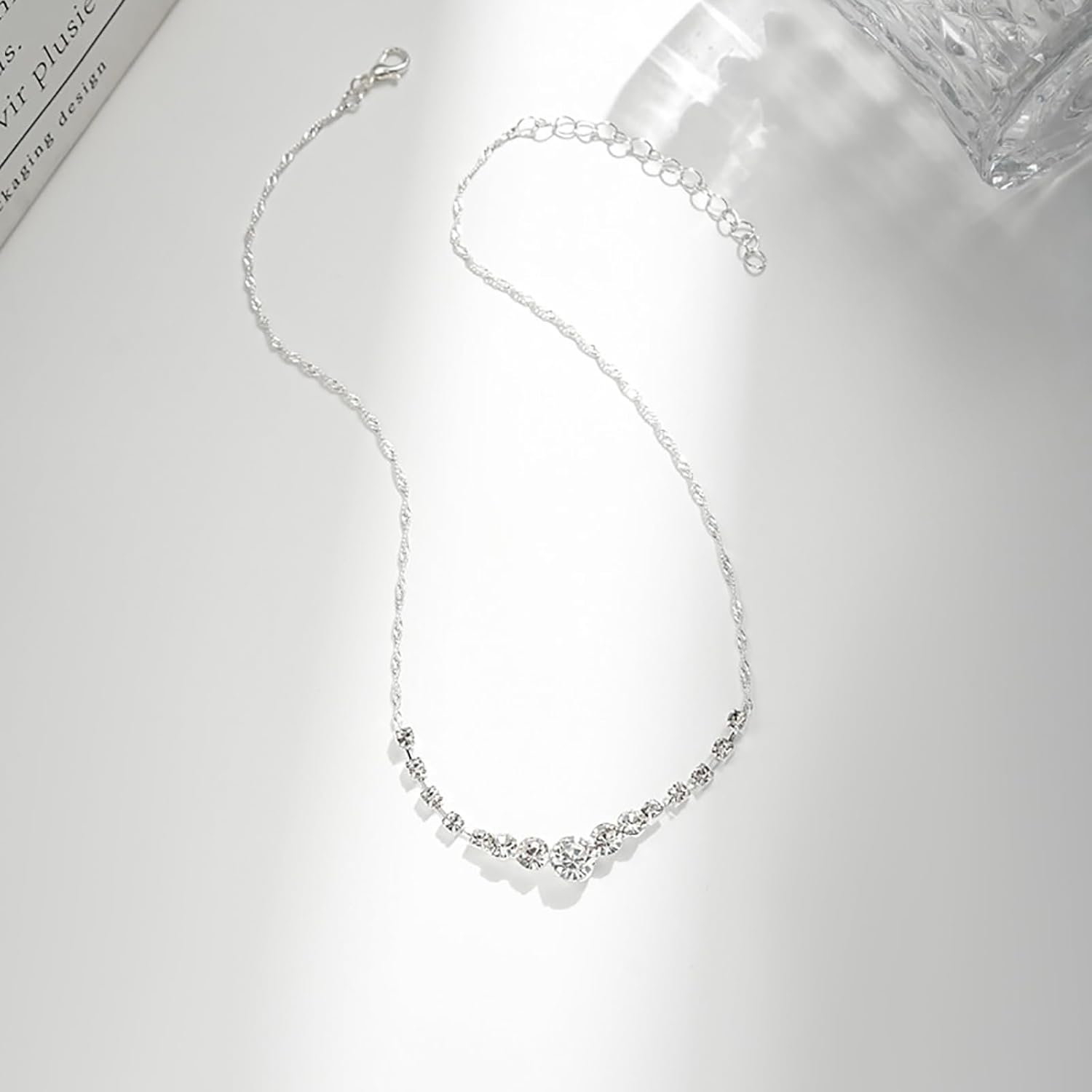 Crystal Wedding Jewelry Set, Silver Necklace Earrings Bracelet Crystal Bridal Wedding Jewelry Sets for Brides
