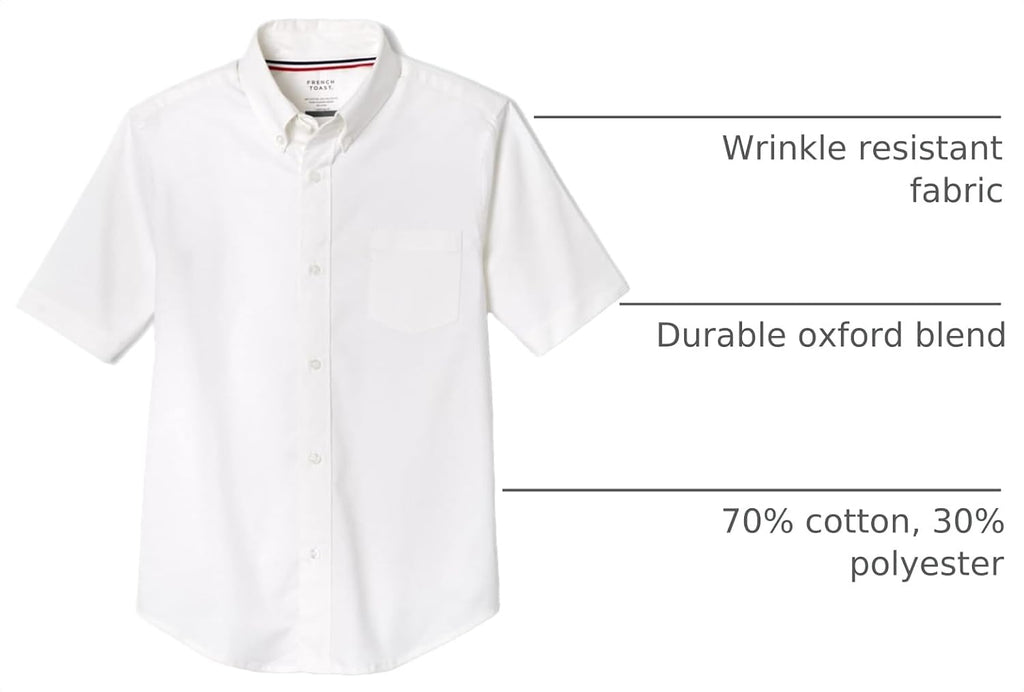 Boys White Short Sleeves Oxford Shirt - E9003 - White, 7