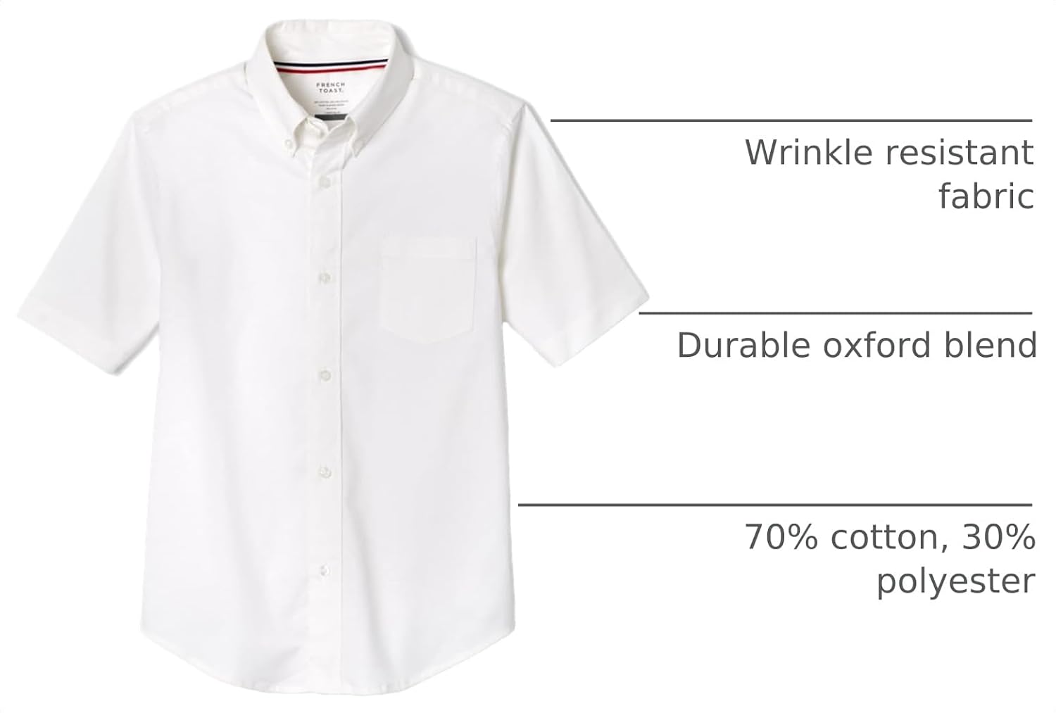 Boys White Short Sleeves Oxford Shirt - E9003 - White, 7