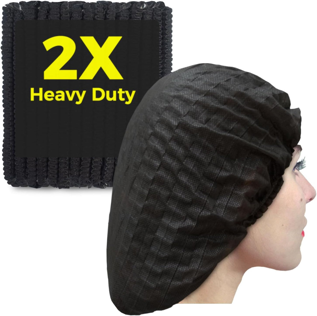 [100 Count] 2X Heavy Duty 21" Black Hair Nets For Food Service Workers.