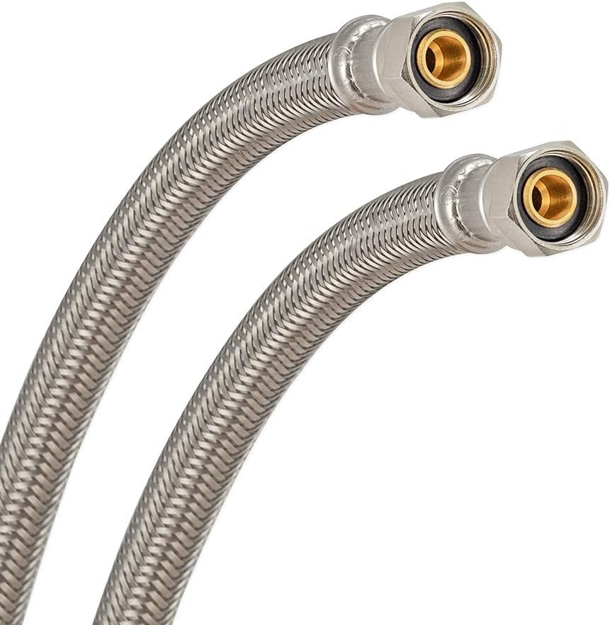 48141 Braided Stainless Steel Faucet Connector with 3/8 inch Comp Connection, 6 inch