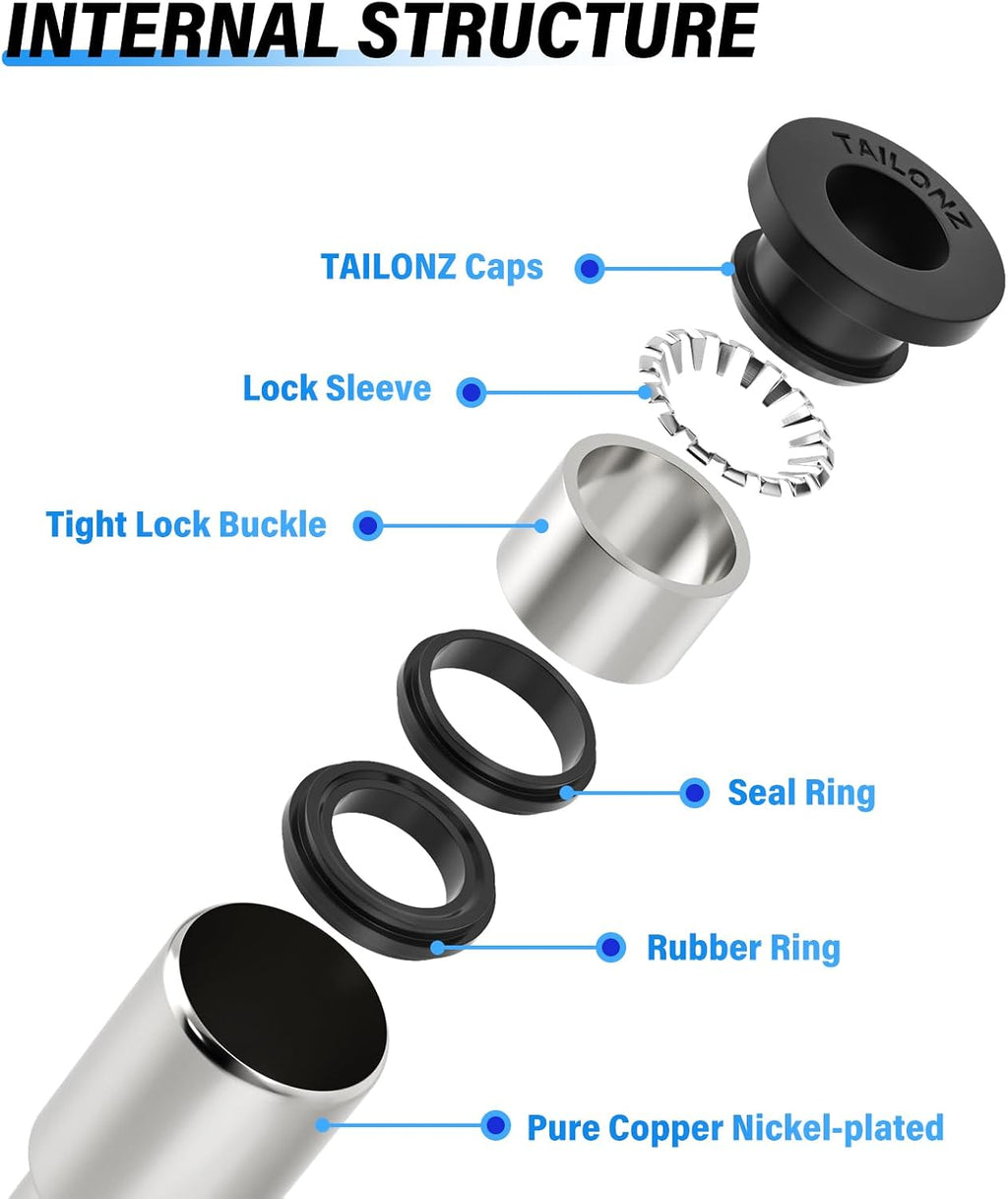 TAILONZ 1/4" OD Push-to-Connect Check Valve Nickel Plated Copper 5Pcs