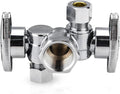 1PC EFIELD Dual Compression FIP Angle Stop Valve,2 Shut Off Valve/Handle | 1/2" Fip Iron Pipe x (3/8 inch x 3/8