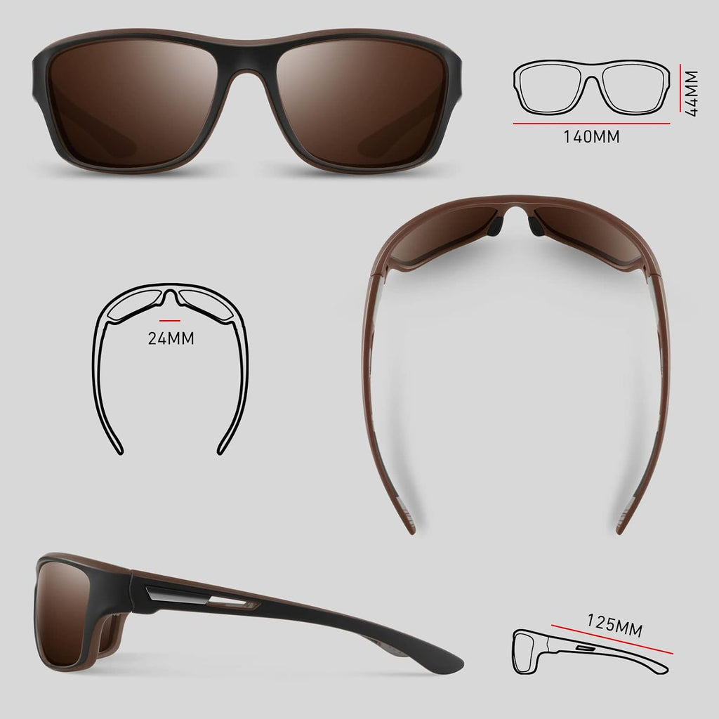 Polarized Sports Sunglasses Men Womens Fishing Running UV400 | Lightweight,Durable Frame,Tangle-free