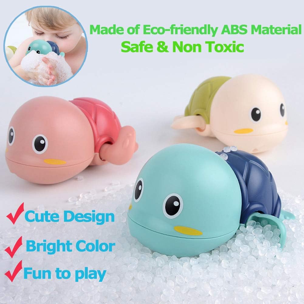Baby Bath Toys-Wind up Turtle Bathtub Toys,Toy for Babies 6-12 Months Floating Swimming Turtles for Boys Girls,Baby