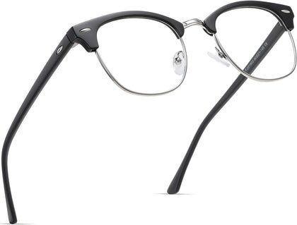 Blue Light Blocking Glasses Anti Eyestrain Computer Gaming Glasses | Vintage Half Frame UV Clear Lens for Women Men
