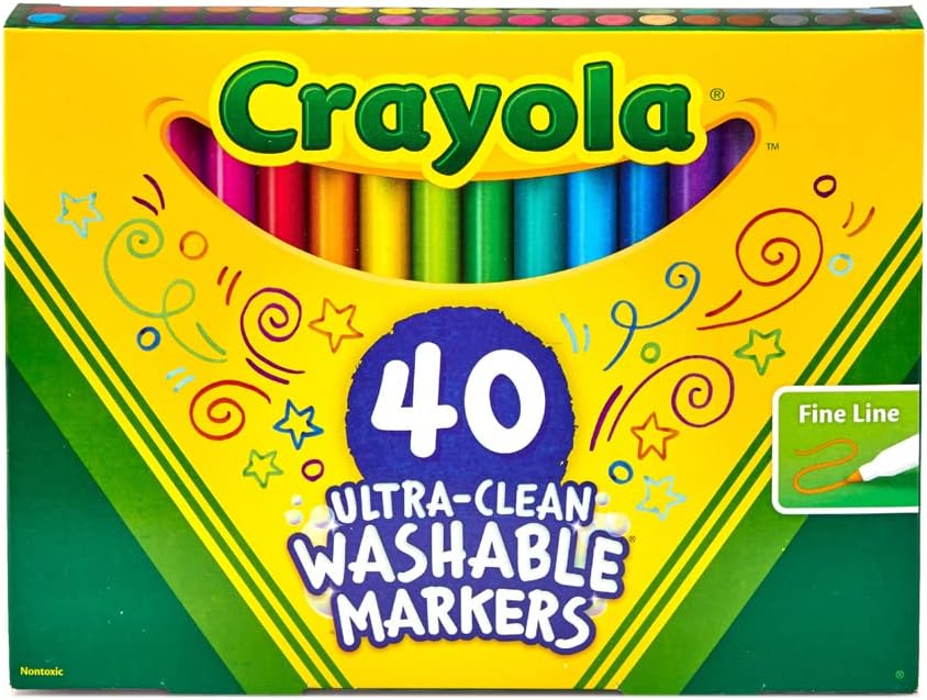 Ultra Clean Fine Tip Washable Markers 40ct, Kids School Supplies