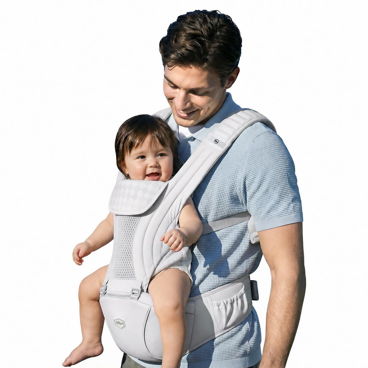 Baby Carrier with Hip Seat, 6-in-1 Ergonomic Front-Facing, Air-Padded | Extra-Wide Non-Slip Hip Seat