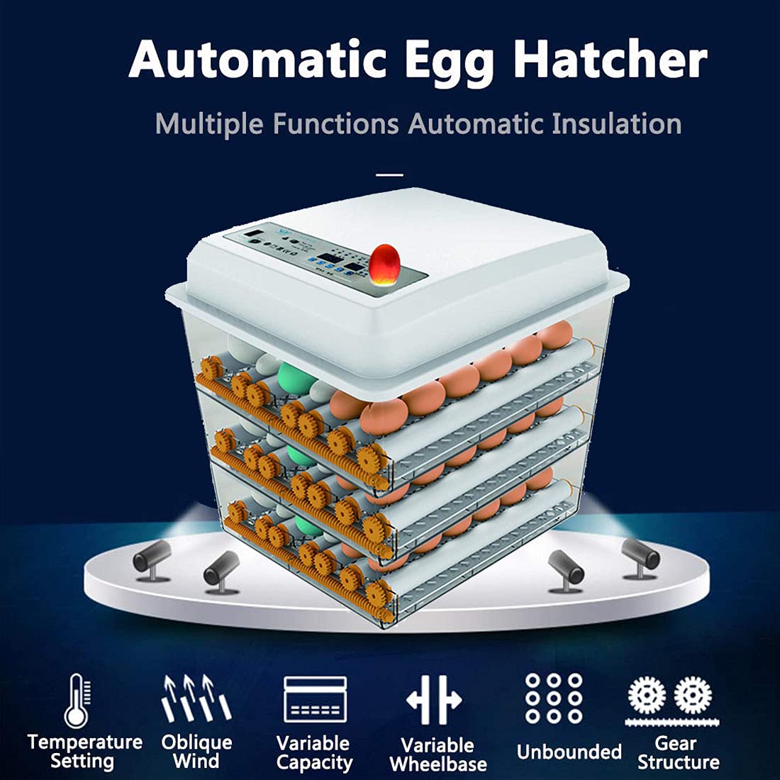 Automatic Egg Incubator 150~180 Egg Incubator Digital Automatic Hatcher with Egg Turning for Chickens Ducks Goose Birds