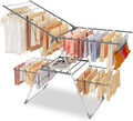 Clothes Drying Rack Foldable, 2-Level Large Laundry Drying Rack Collapsible, Stainless Steel Drying Rack Clothing for