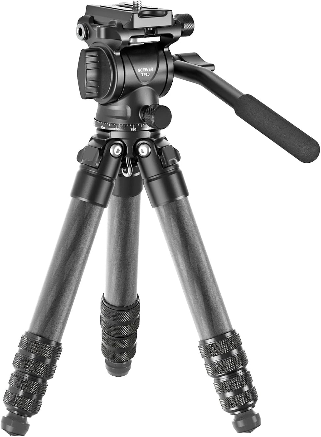 Carbon Fiber Desktop Mini Tripod for Camera, Tabletop Portable Travel Tripod with Video Fluid Head, QR Plate for