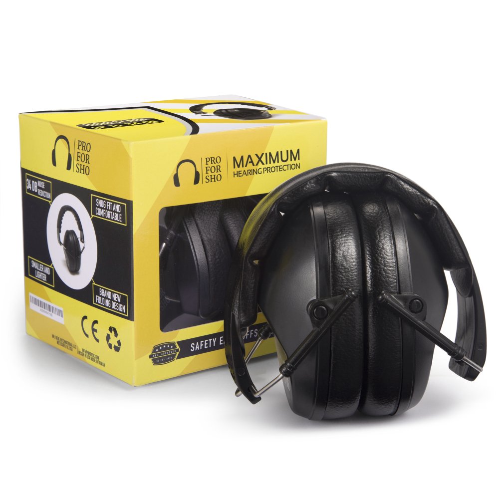 34dB NRR Ear Protection, Noise Reduction Ear Muffs - Black