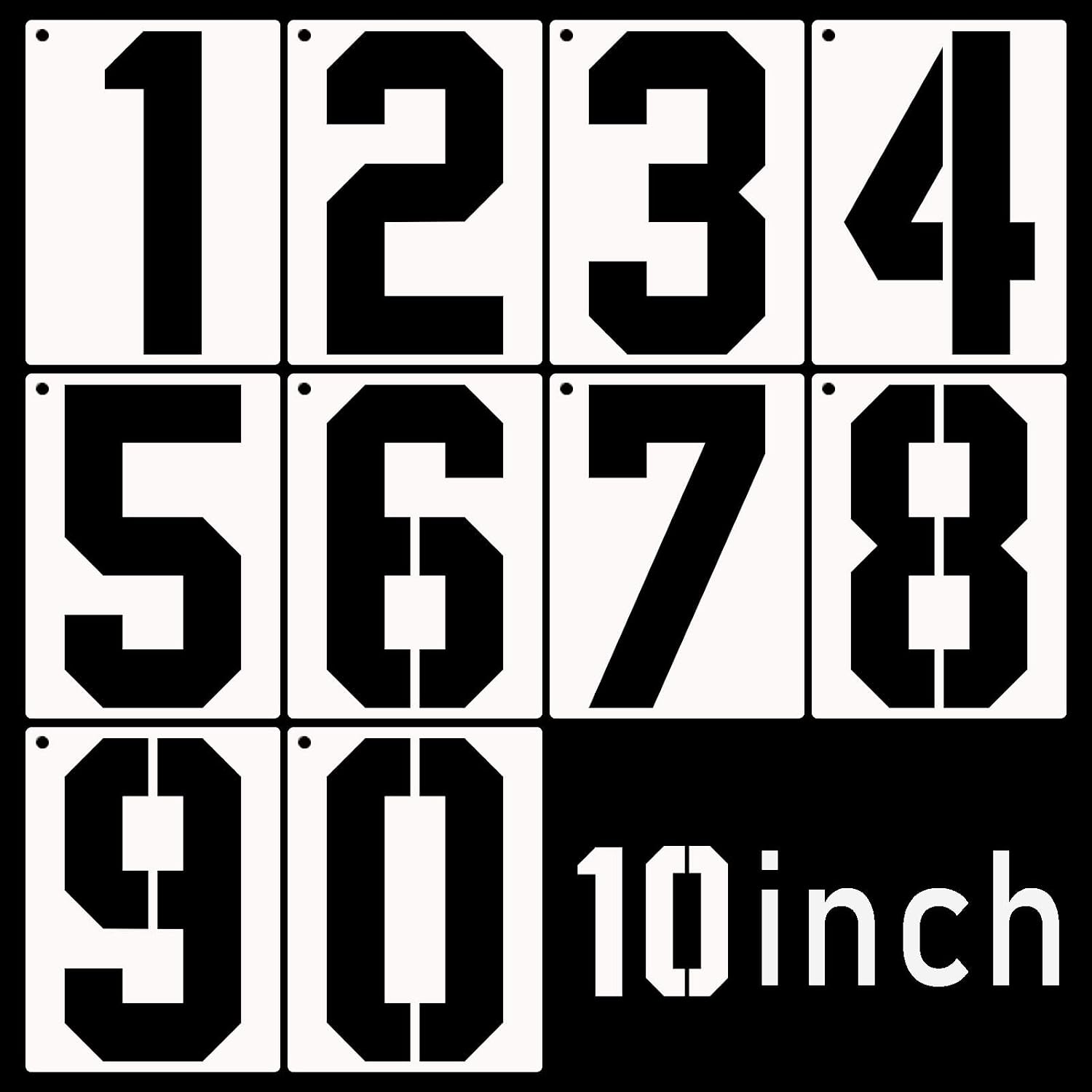DXCYZ 10 Inch Large Number Stencils Kit 0-9 Address Number Stencil, 10PCS Reusable Plastic Painting Number Templates