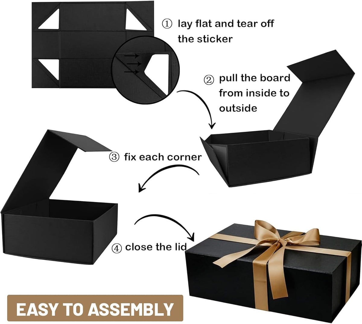 Large Black Gift Box with Magnetic Lids