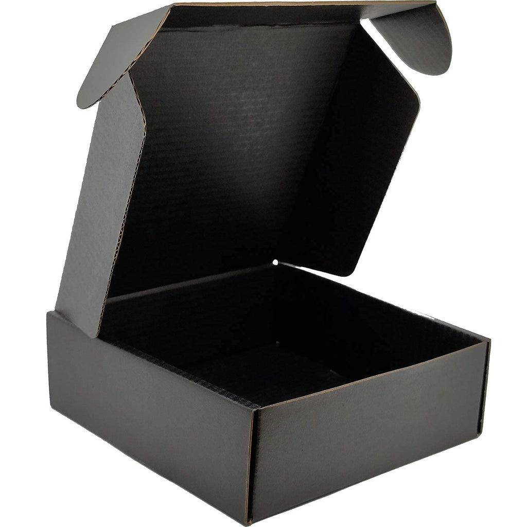 6x6x2 Shipping Boxes Set of 25, Black Mailer Corrugated Cardboard Box
