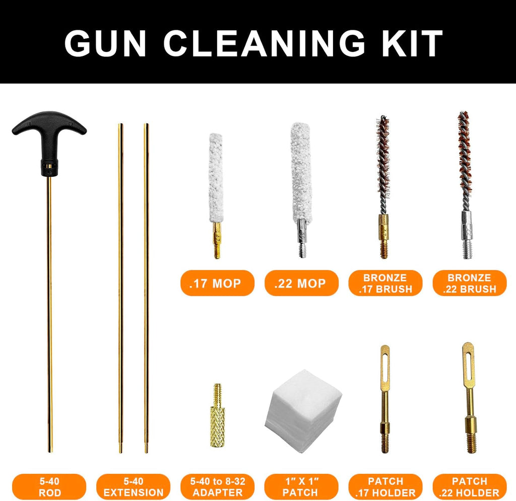 177 22 Caliber Gun Cleaning Kits for .22 Pellets Airsoft Gun Handgun 4.5/5.5mm Rifle Cleaning Rod Bore Brush Patches