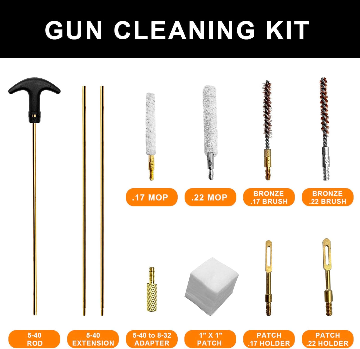 177 22 Caliber Gun Cleaning Kits for .22 Pellets Airsoft Gun Handgun 4.5/5.5mm Rifle Cleaning Rod Bore Brush Patches