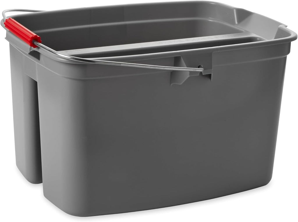 Double Pail Plastic Bucket for Cleaning Easy to Carry 19 Quart Gray Cleaning Caddy Supplies Organizer with Handle for