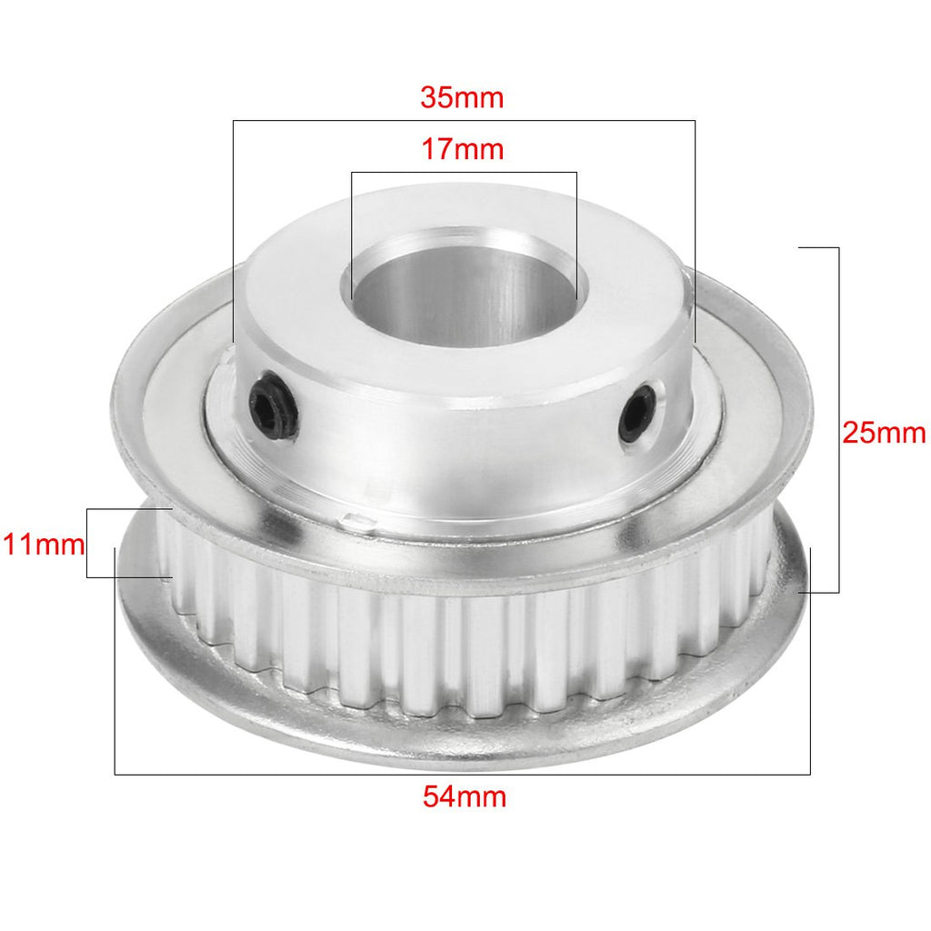 uxcell Aluminum XL 30 Teeth 17mm Bore Timing Belt Idler Pulley Flange Synchronous Wheel for 10mm Belt 3D Printer CNC