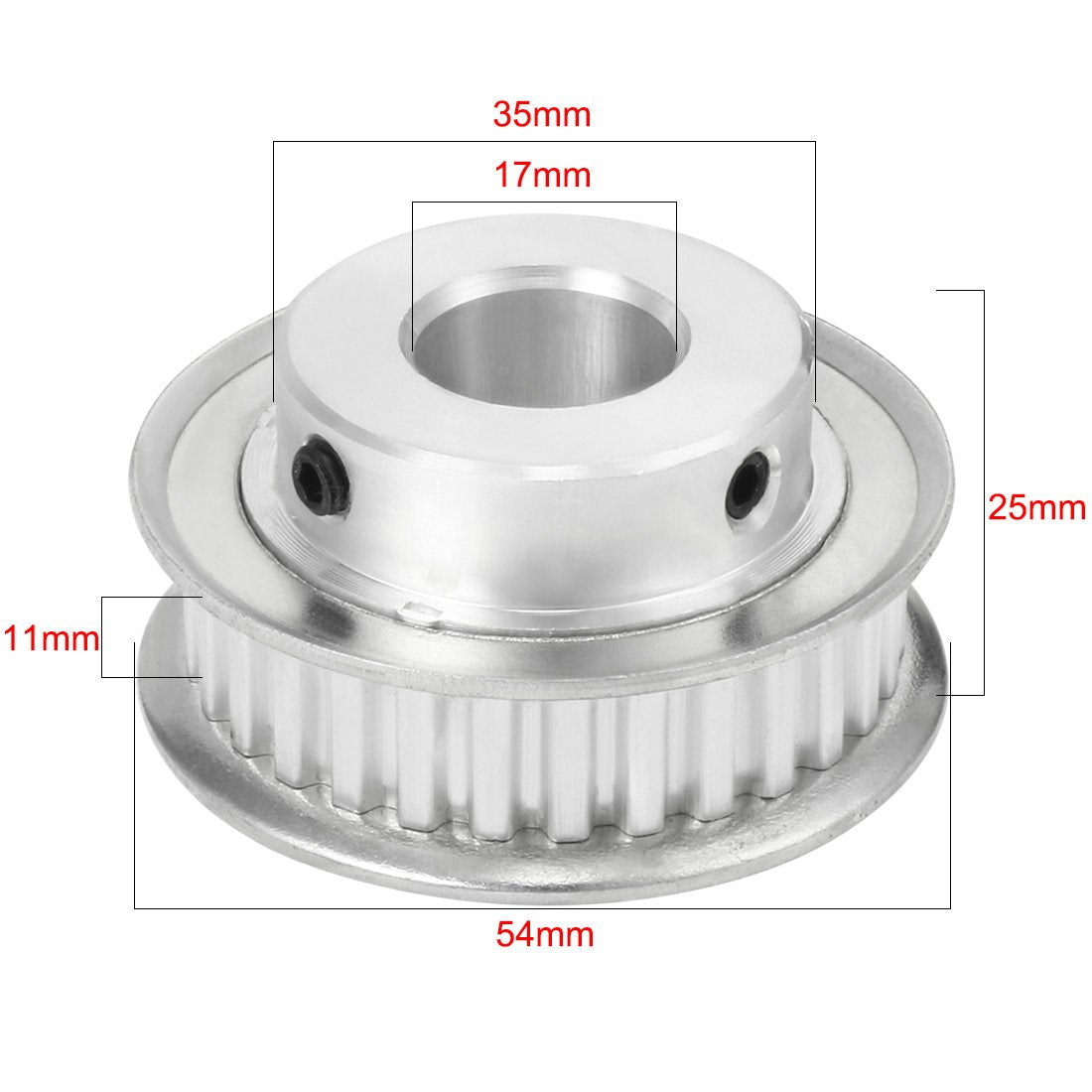 uxcell Aluminum XL 30 Teeth 17mm Bore Timing Belt Idler Pulley Flange Synchronous Wheel for 10mm Belt 3D Printer CNC
