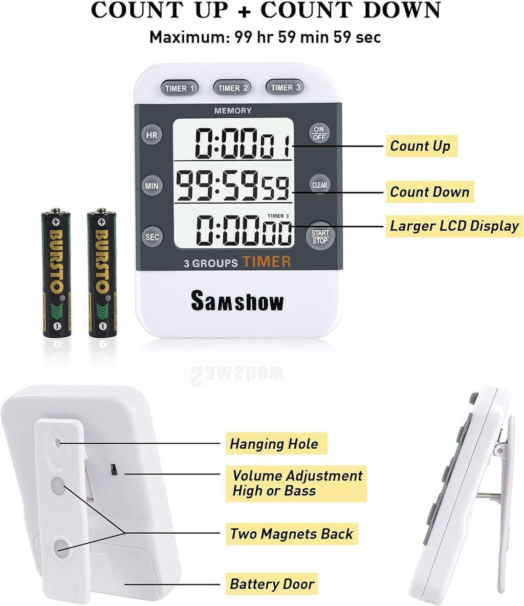 Digital Kitchen Timer, 3 Channels