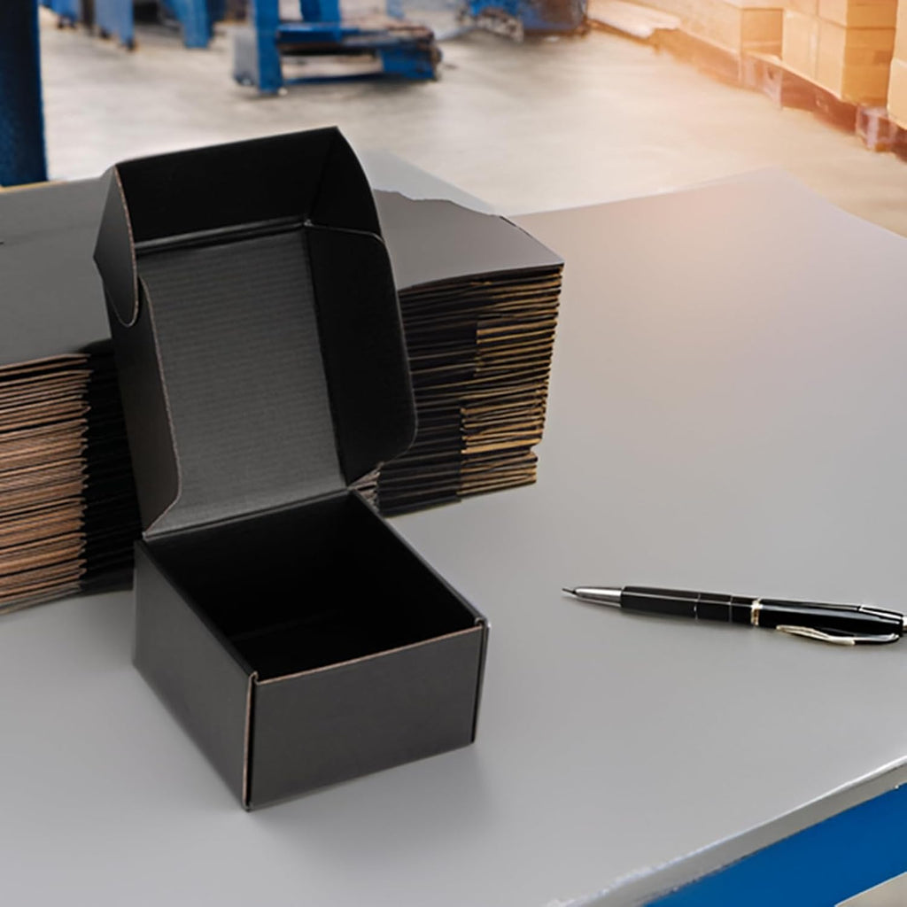Black Shipping Boxes 6x6x4 Inches, 20 Pack
