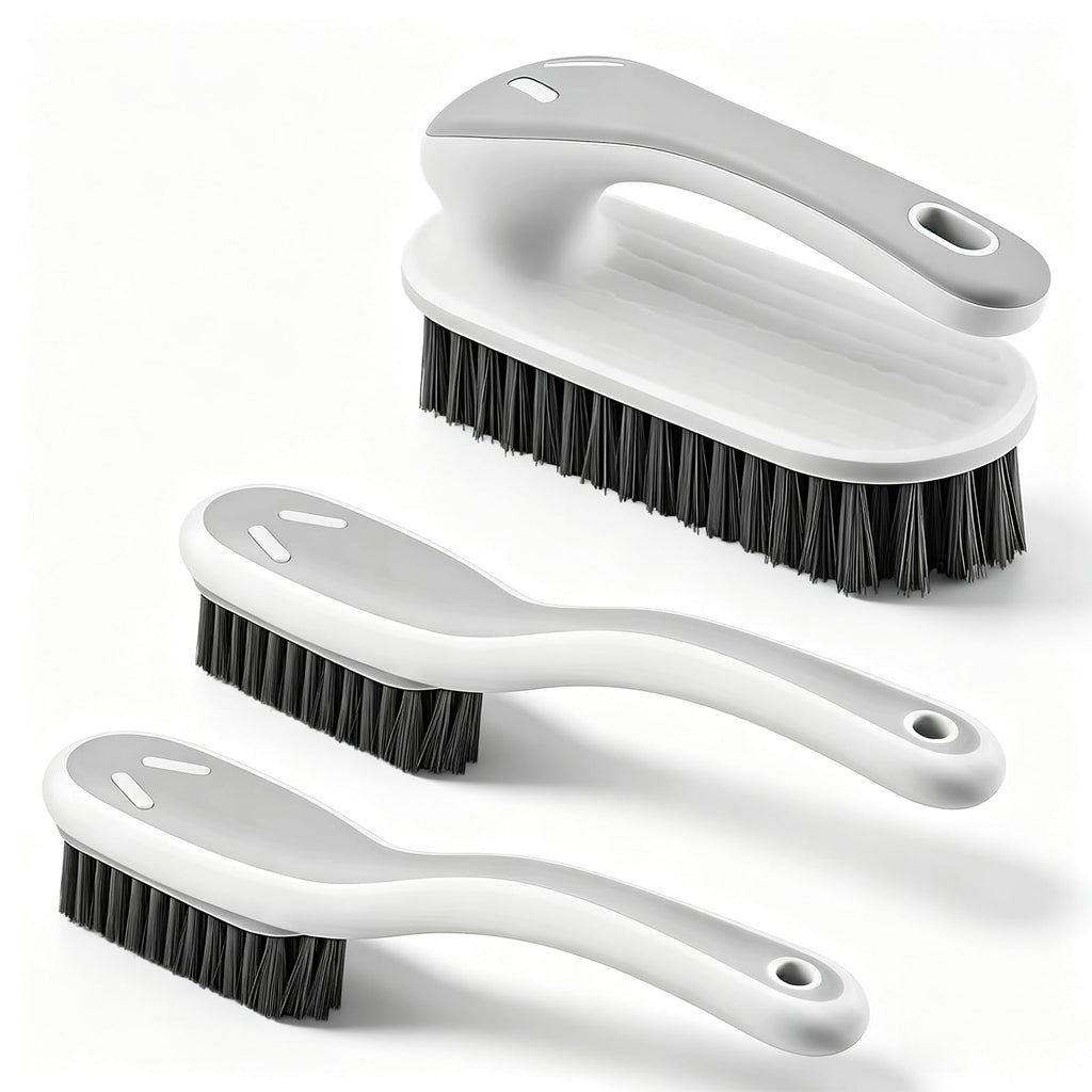 Soft Bristle Scrub Cleaning Brush 3 Pack Laundry Brush Gray White