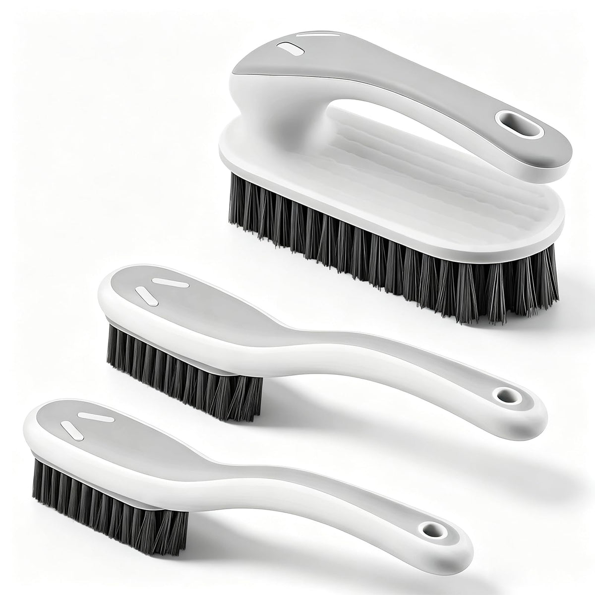 Soft Bristle Scrub Cleaning Brush 3 Pack Laundry Brush Gray White