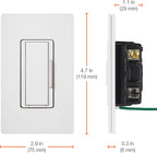 Lutron MSC-AD-SW Maestro 600-Watt Accessory Dimmer Snow