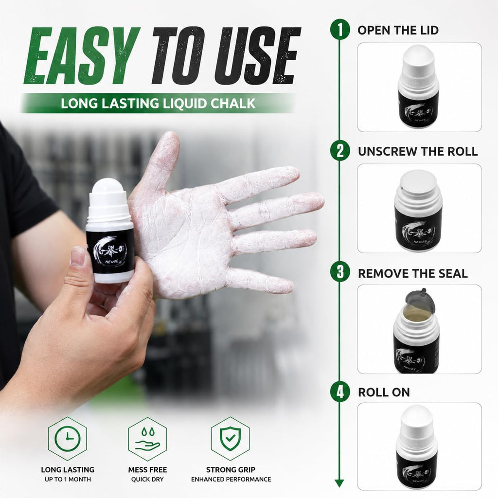 Liquid Chalk, Mess Free Gym Chalk for Weightlifting, Gymnastics, Rock Climbing. Sweat Resistant and Long Lasting for