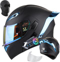 Bluetooth Modular Motorcycle Helmet, DOT Approved Flip Up Full Face Helmet with Dual Anti Fog Visors, Integrated