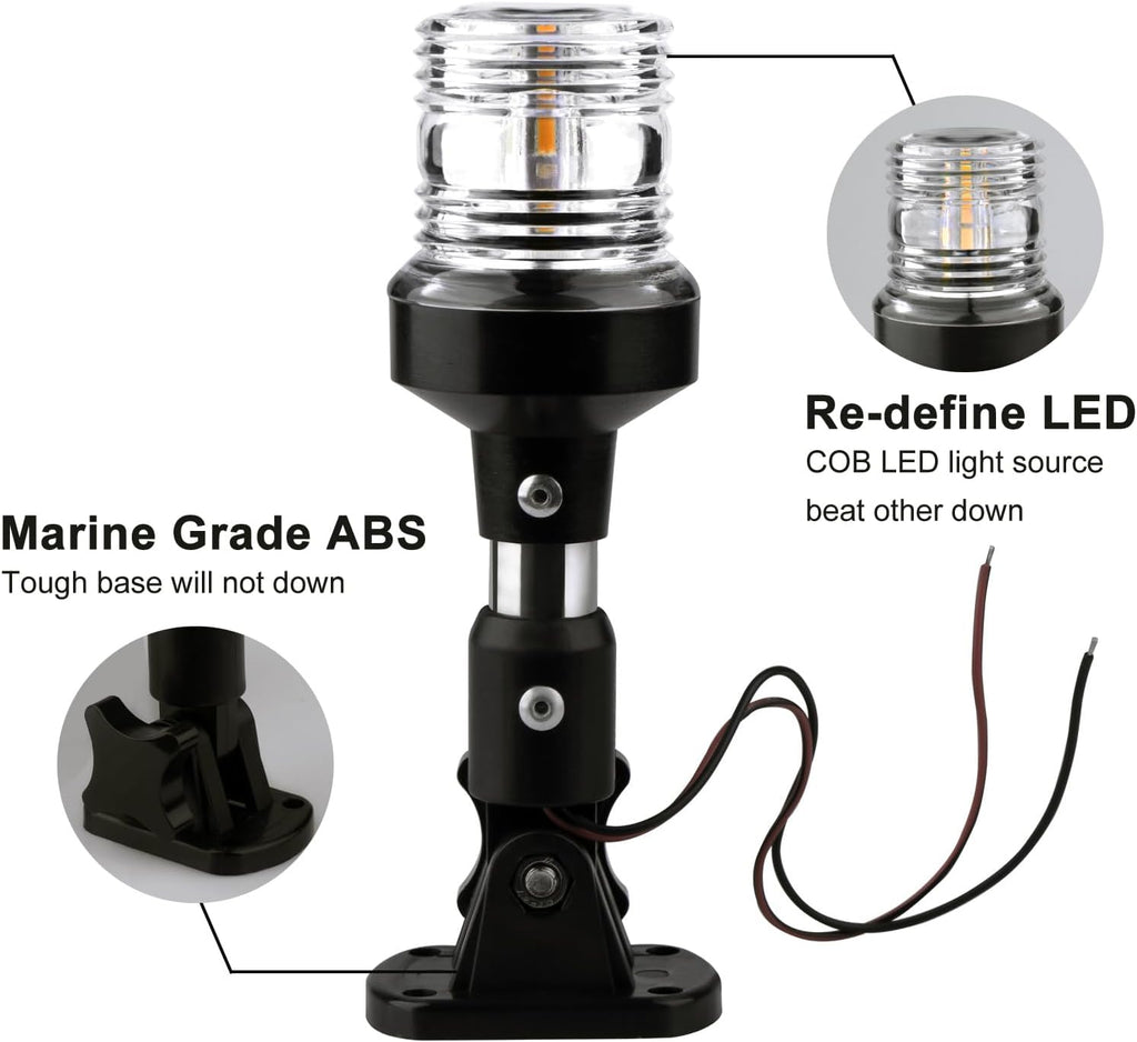 marinexplore Boat Stern Light 6''，White LED Anchor Light,Bimini Top Lights
