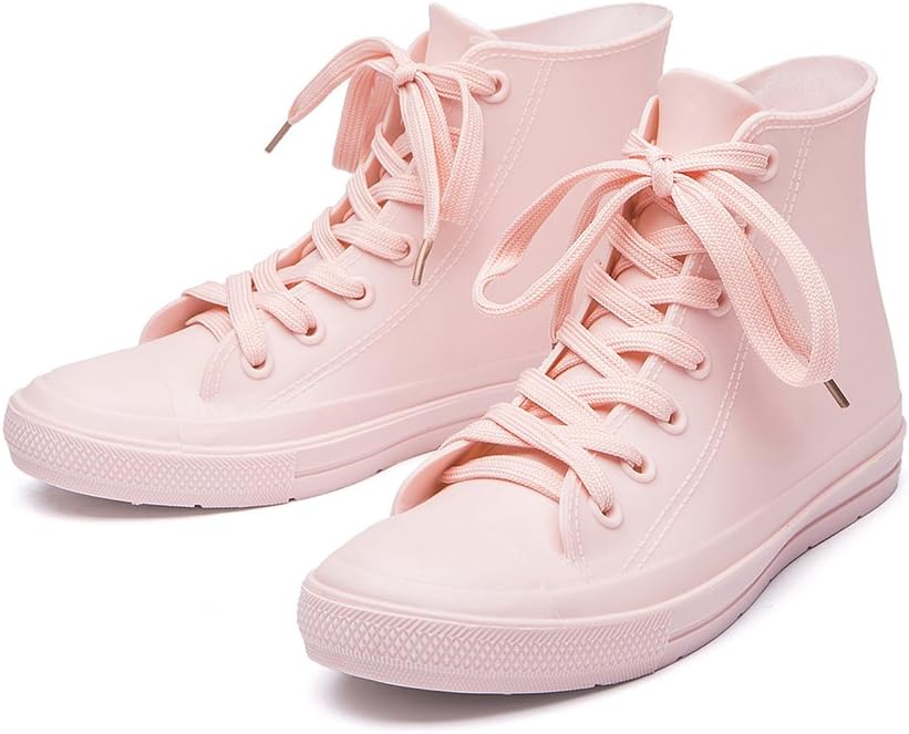 Women's Rain Boots Waterproof Rain Shoes with Lace Up Garden Shoes | high top, stain-resistant and easy to clean