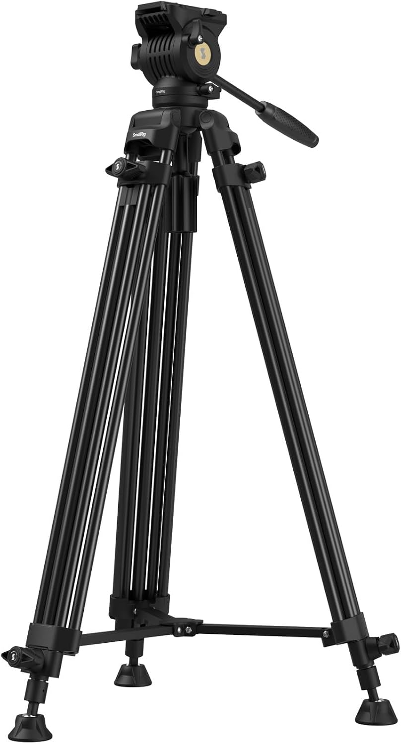 73''/186cm Heavy Duty Aluminum Alloy Video Tripod, Max Load 8kg (18lbs), Fluid Head with +85° to -78 Tilt Range