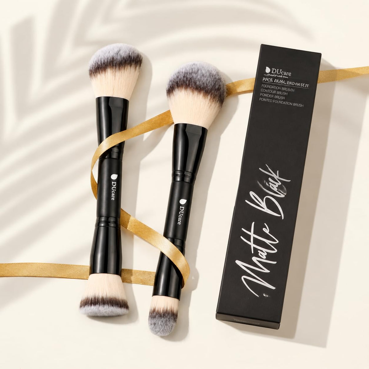 Foundation Makeup Brushes, 2Pcs Premium Dual-Ended Makeup Brush Foundation, Powder, Buffer & Contour Brushes for