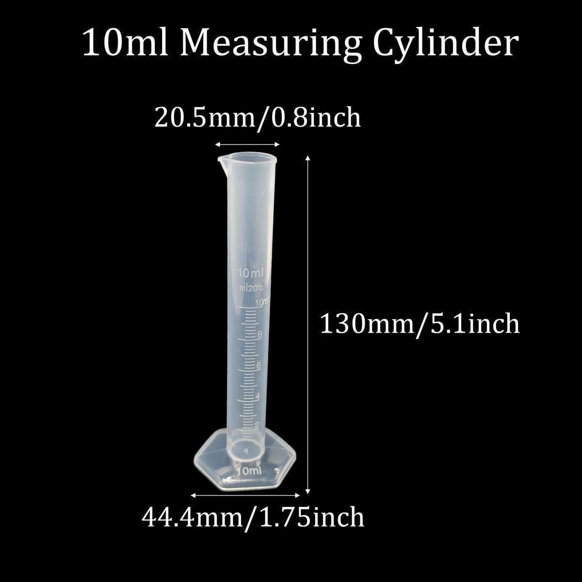 5PCS 10ml Measuring Cylinder, Plastic Transparent Graduated Cylinder, Science Test Tube Flask, 2-Sided Bule Measuring