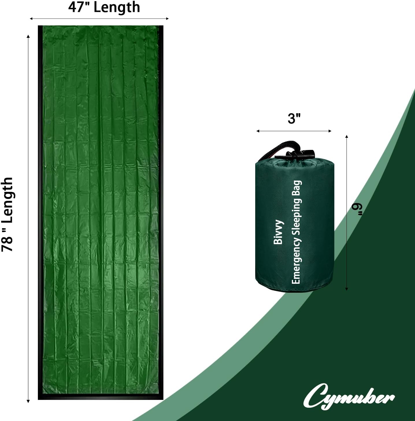 Emergency Sleeping Bag Survival Bag, Cymuber Portable Waterproof Thermal Bivy Sacks Tac Bivvy Bags,Camping Mylar