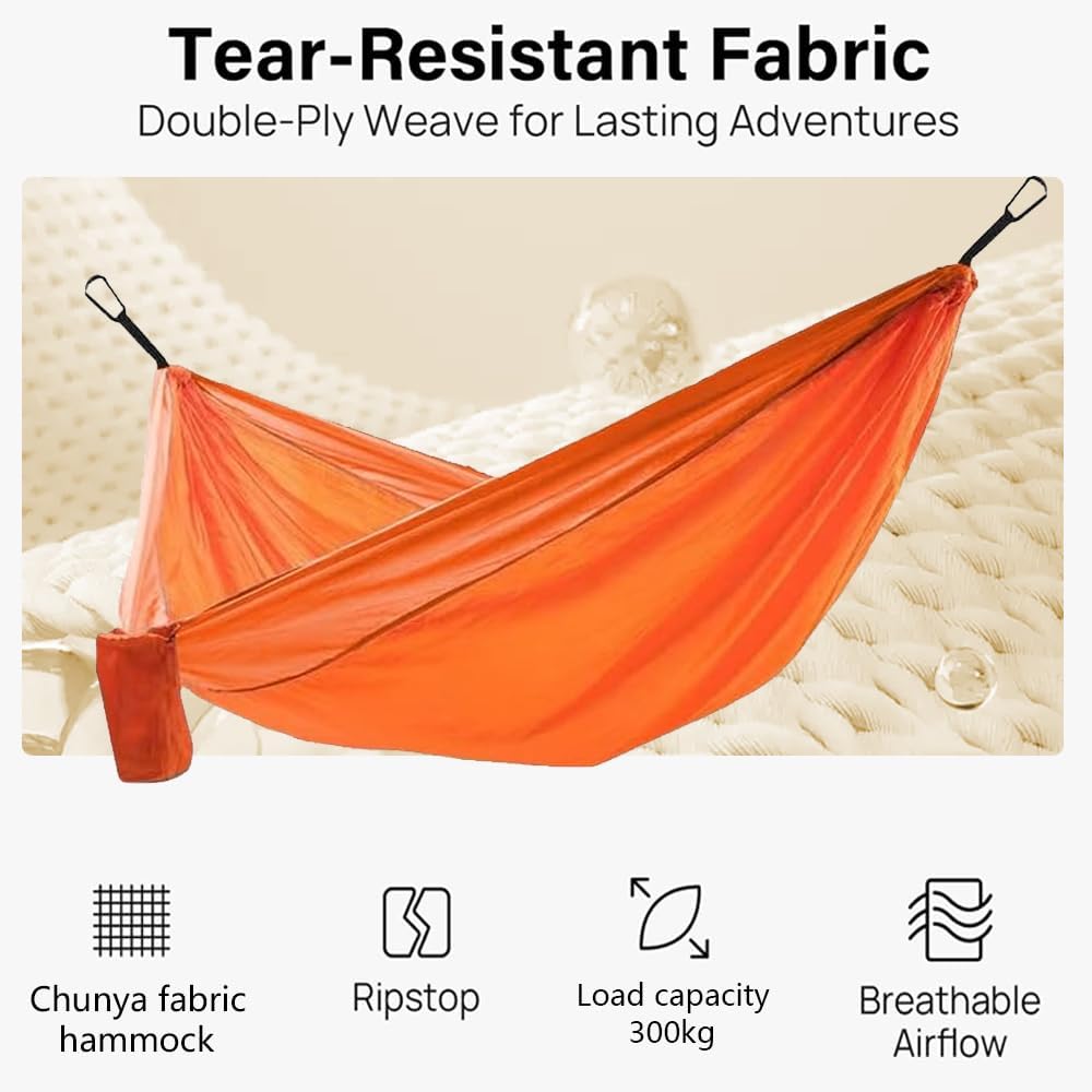Camping Hammock, Portable Hammocks with Tree Straps & Attached Carry Bag, Travel Tree Hammocks for Outside Indoor