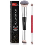 Makeup Brushes Dual-ended Foundation Brush - START MAKERS 2-in-1 Concealer Brush Face Eyebrow Eyeshadow Brush for