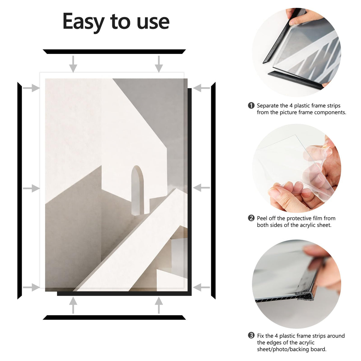 24x36 Poster Frame 6 Pack, Easy Snap‑On Assembly, Black