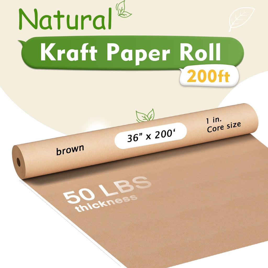 36" x 200' Brown Kraft Paper Roll,Multipurpose Paper for Craft & Gift Wrap