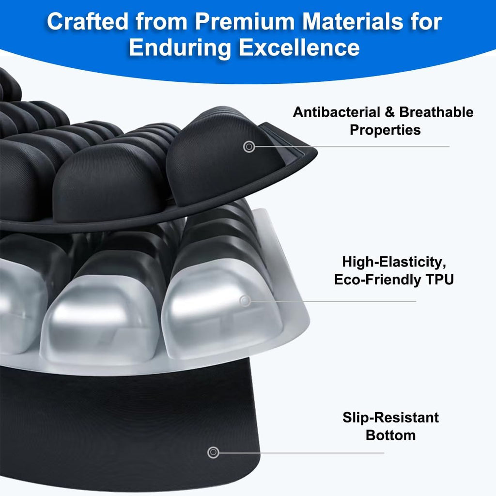 3D Air Cell Inflatable Pressure Relief Seat Cushion, Portable Self-Inflating Pad with Anti-Slip Bottom for Office