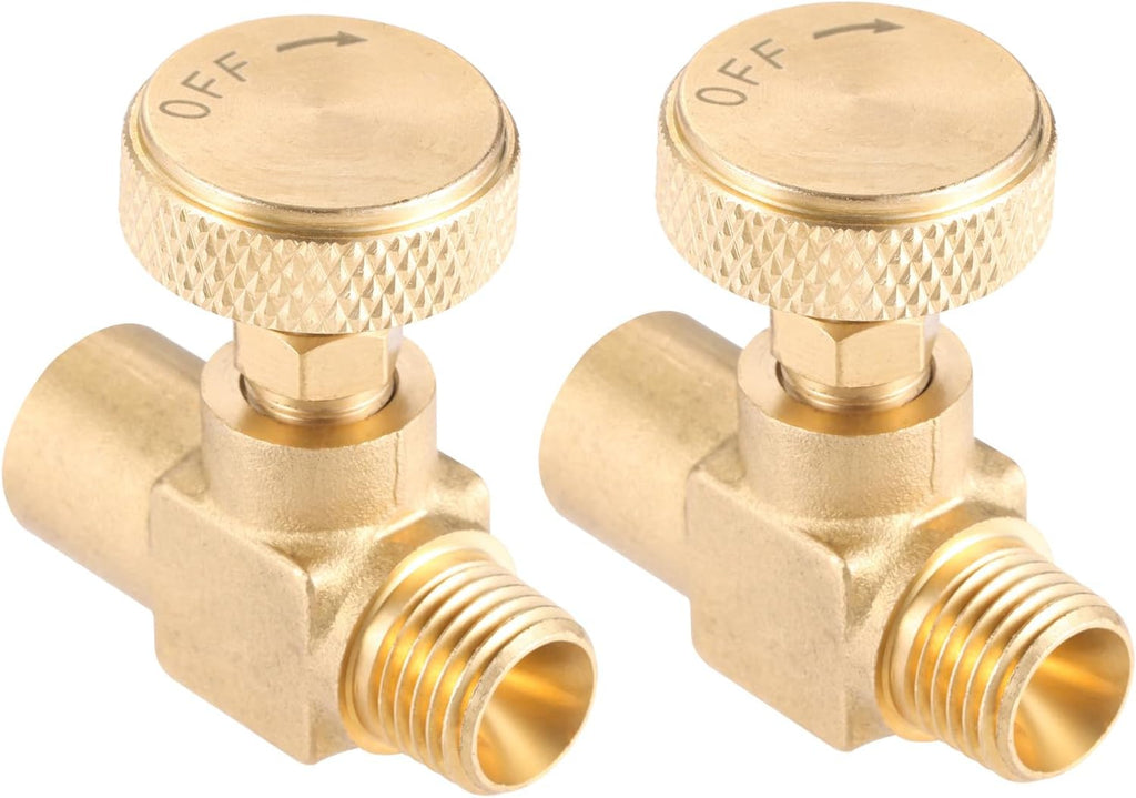 Yetaha 2Pcs Golden Brass 1/4" NPT Propane Flow Control Needle Valve