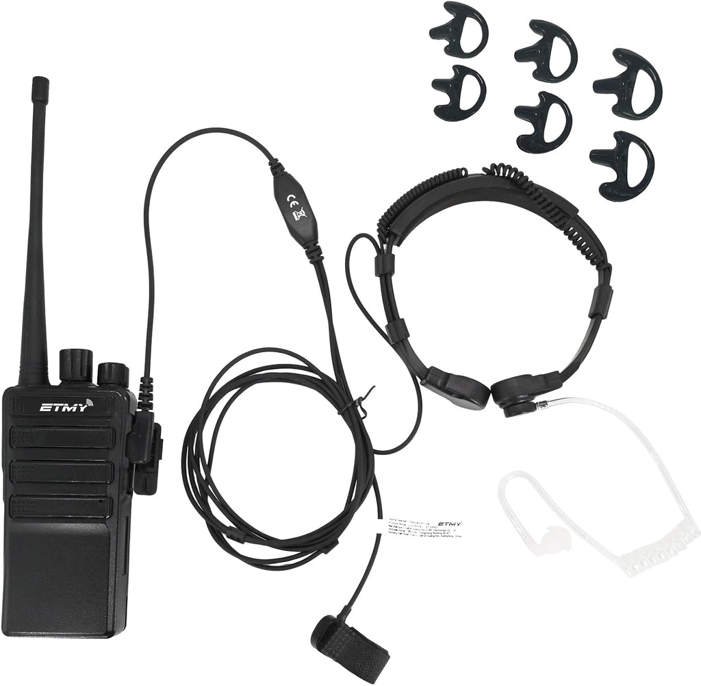 K-2 PIN Throat Mic Compatible with BaoFeng/Retevis/Pxton/Kenwood, Airsoft Tactical Single-Ear Air Tube Headset with