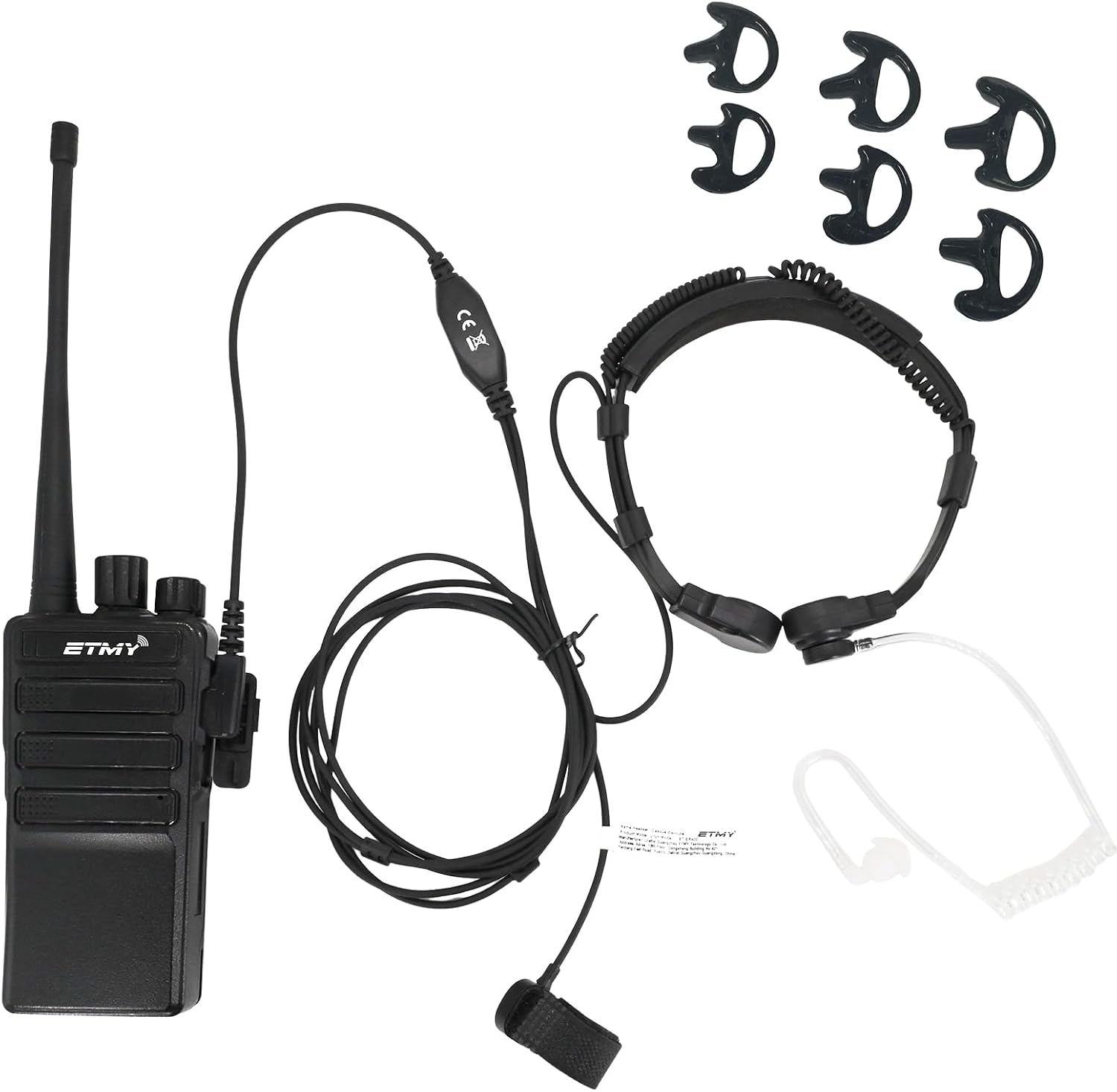 K-2 PIN Throat Mic Compatible with BaoFeng/Retevis/Pxton/Kenwood, Airsoft Tactical Single-Ear Air Tube Headset with