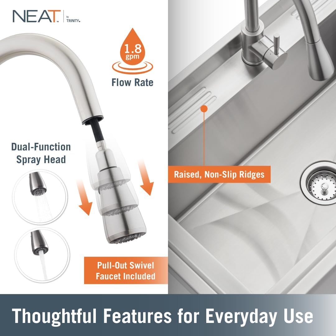 36" NSF EcoStorage Stainless Steel Utility Sink w Faucet