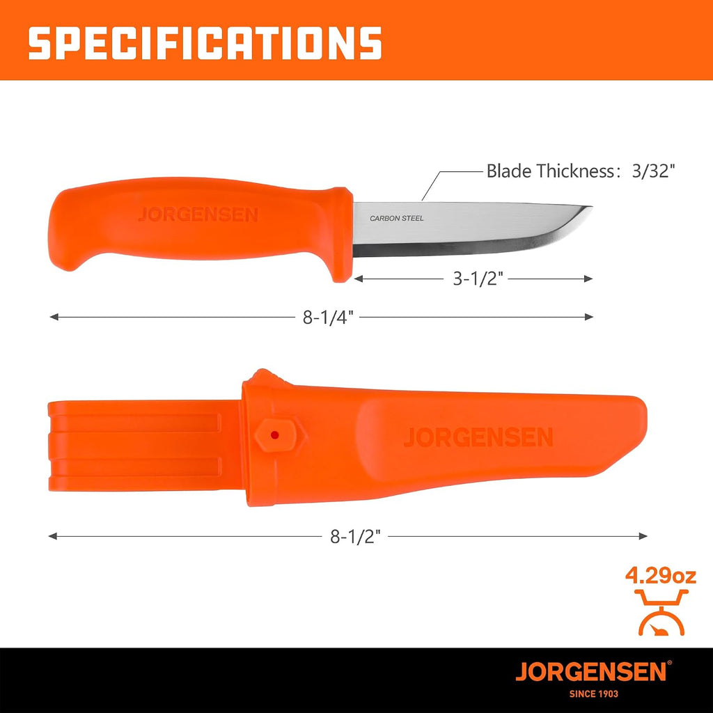 8.25" Fixed Blade Bushcraft Knife with Sheath | SK5 Carbon Steel Blade with Ergonomic Handle, Full Tang Outdoor Knife
