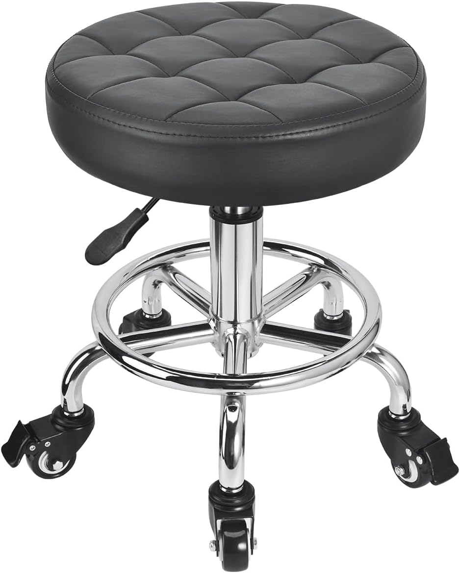 Low Height Roller Stool Height Adjustable, Mechanic Stool Low Rolling Chair, Footstool Modern Roller Seat for Salon