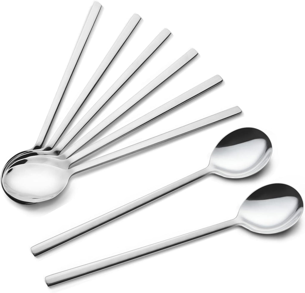 Spoons, 8 Pcs Korean Spoon, 8.5 Inch Stainless Steel Soup Spoons